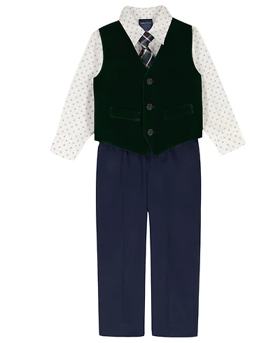 Nautica Baby Boys 4-Piece Green Velvet Duo Vest Set