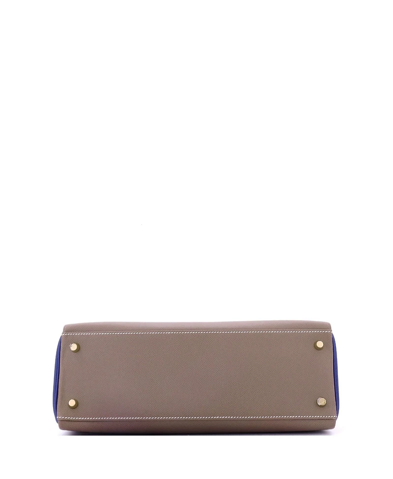 Pre-Owned Hermes Kelly Handbag Bicolor Epsom with Gold Hardware
