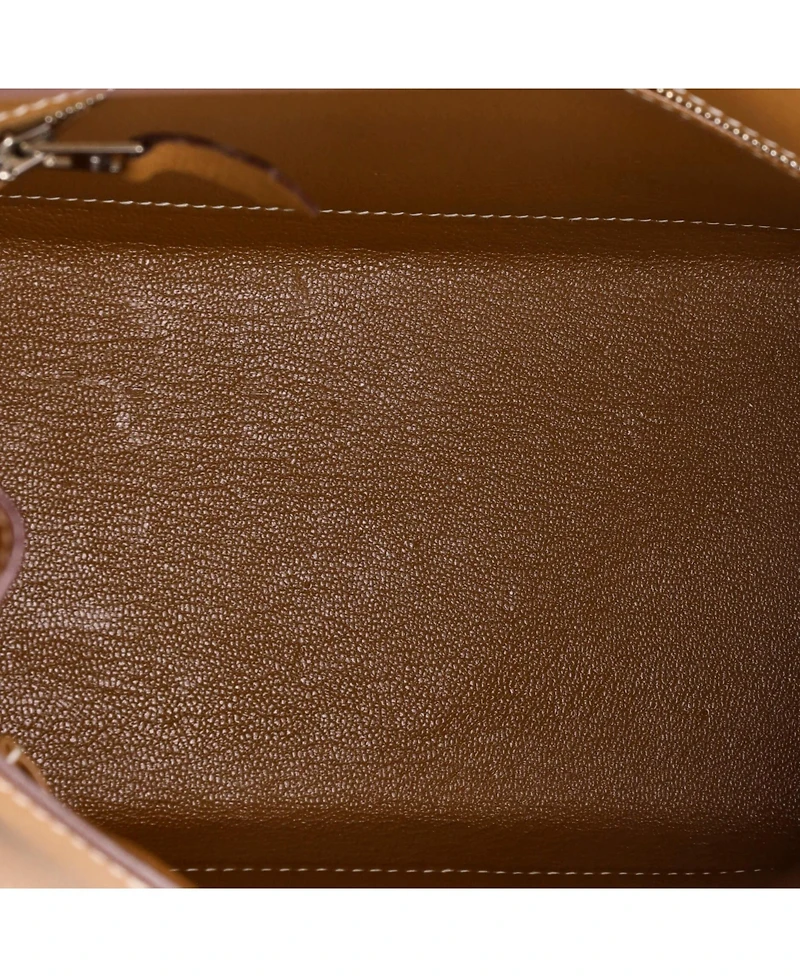 Pre-Owned Hermes Kelly 25 Handbag Brown Epsom with Palladium Hardware