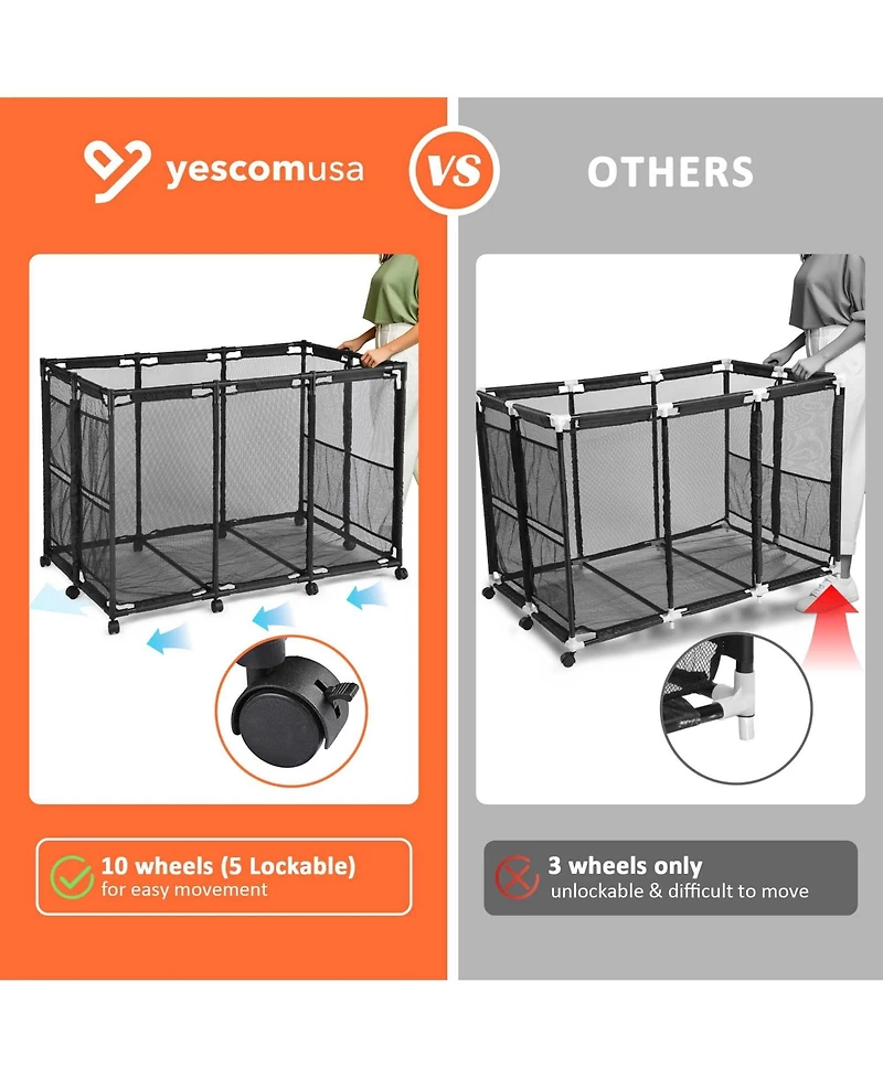 Yescom 2 Pack Mesh Pool Toy Storage Bin Rolling Cart with Wheels Noodle Holder