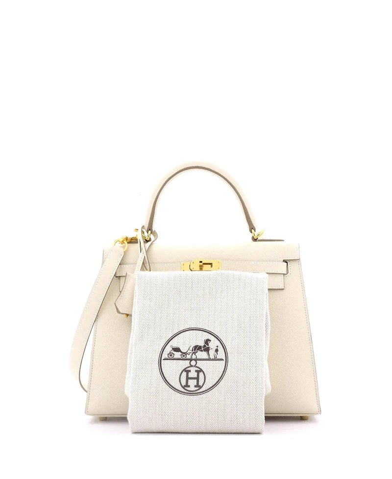 Pre-Owned Hermes Kelly 25 Handbag Light Epsom with Gold Hardware