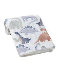 Lambs & Ivy Dino-Might Ultra-Soft Fleece Watercolor Dinosaur Baby Blanket
