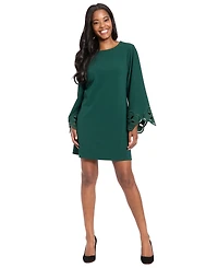 London Times Women's Scuba Crepe Embellished A-Line Dress