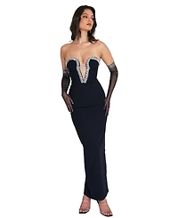 Miss Circle Women's Ivanna Black Crystal Embellished Maxi Dress