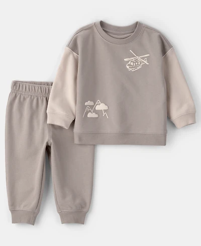 Carter's Baby Boys 2-Piece Helicopter Print Sweatshirt and Pants Set