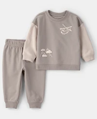 Carter's Baby Boys 2-Piece Helicopter Print Sweatshirt and Pants Set
