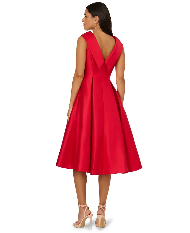 Adrianna Papell Women's Boat Neck Sleeveless Fit & Flare Dress