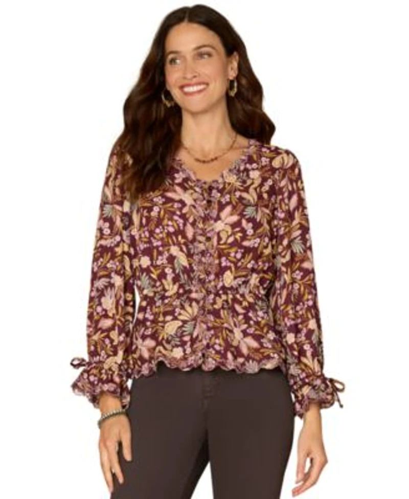 Democracy Womens Printed Woven Top