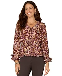 Democracy Womens Printed Woven Top