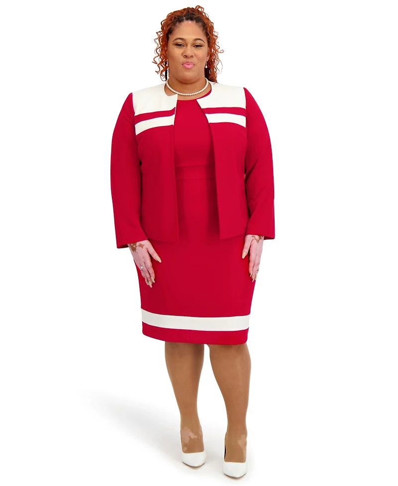 Kasper Seam Women's Crewneck Stripe Detail Sheath Dress