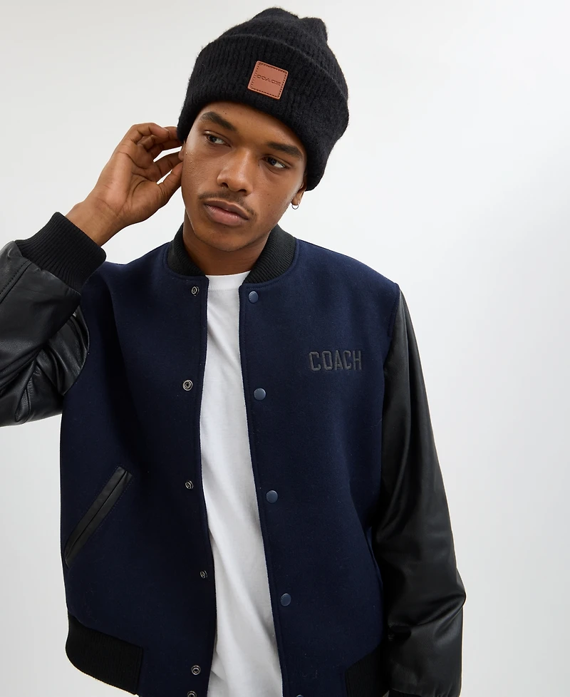 Coach Men's Leather Patch Bean Hat