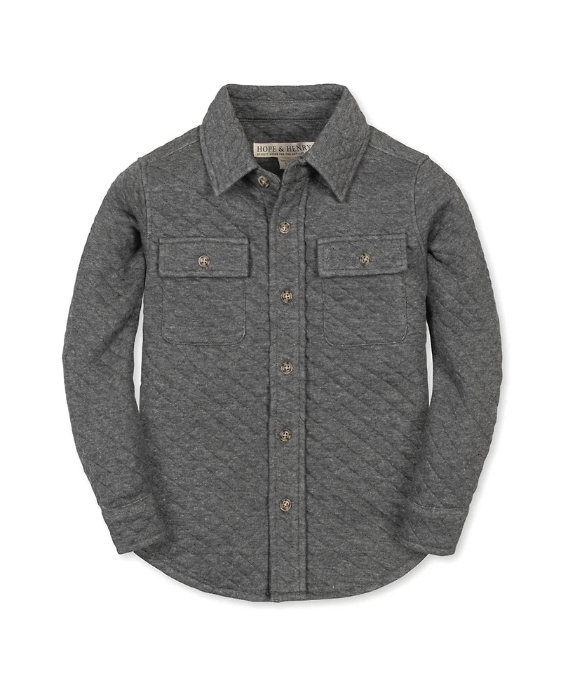 Hope & Henry Boys Long Sleeve Quilted Button Down Shirt Jacket