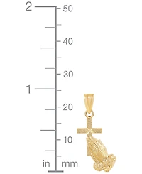 Macy's Praying Hands with Cross Pendant in 10K Yellow Gold