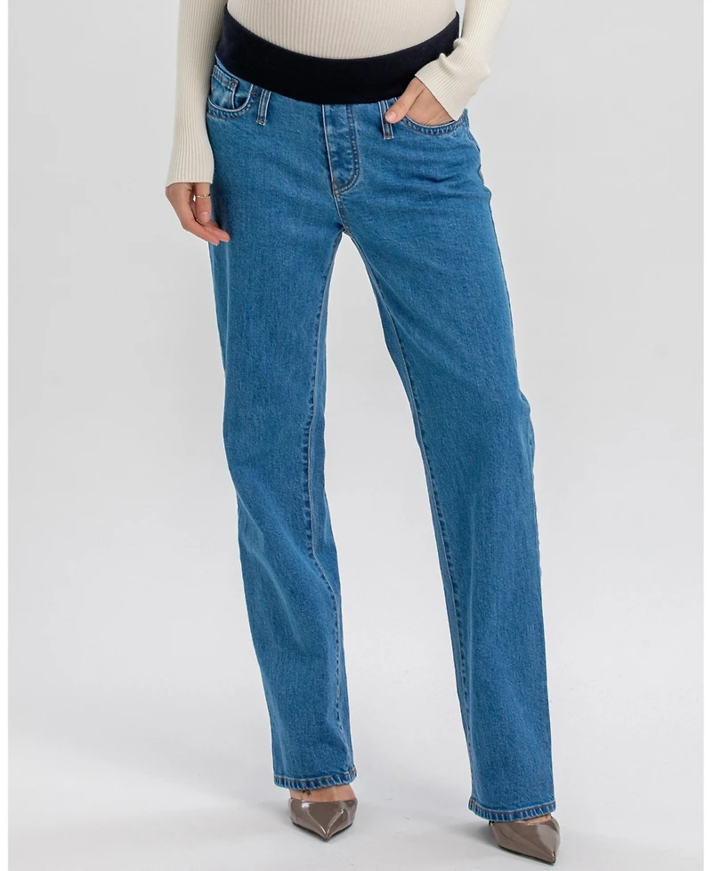 Pietro Brunelli Maternity Regular Straight Jeans Medium Wash