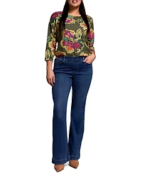 Tribal Women's Audrey Boundless Stretch Denim Pull-On Flare Jeans