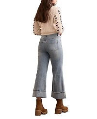 Tribal Women's Brooke Cuffed Palazzo Jeans