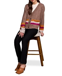 Tribal Women's Stripe Long Sleeve Cardigan Sweater