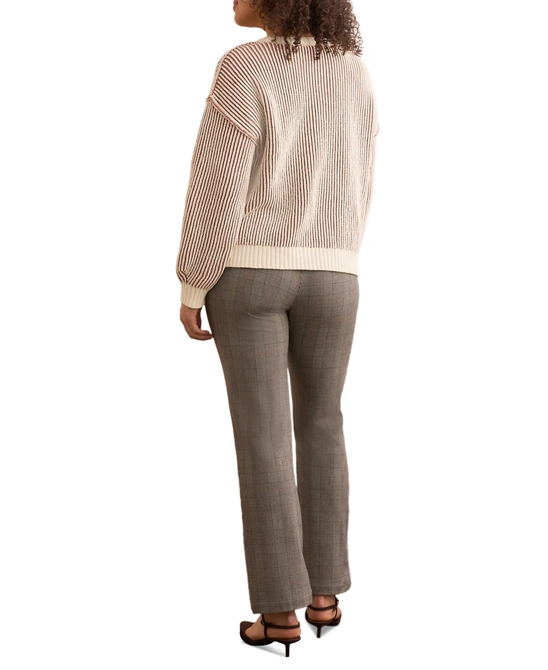 Tribal Women's Plaited Chenille Crew Neck Ribbed Sweater