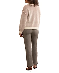 Tribal Women's Plaited Chenille Crew Neck Ribbed Sweater