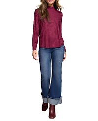 Tribal Women's Jacquard Knit Long Sleeve Mock Neck Top