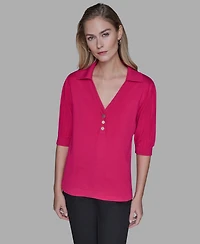 Karl Lagerfeld Paris Women's V-Neck Top