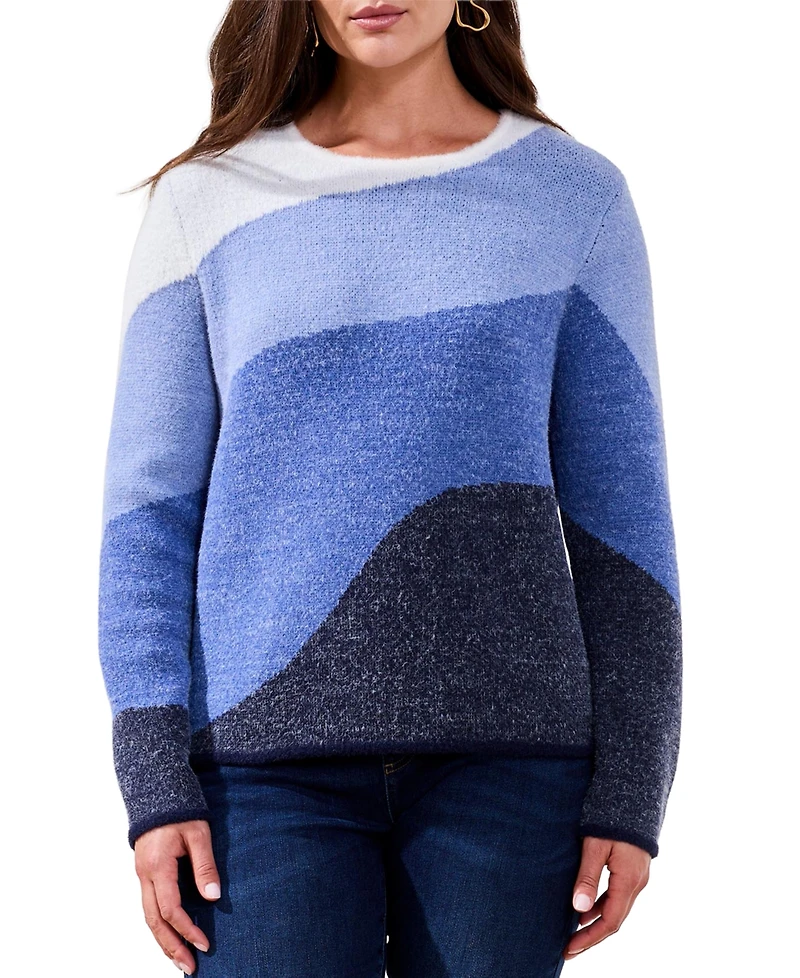 Tribal Women's Fuzzy Double Knit Crew Neck Sweater