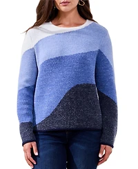 Tribal Women's Fuzzy Double Knit Crew Neck Sweater