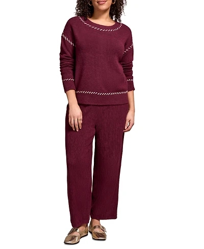 Tribal Women's Saddle Stitch Crew Neck Sweater