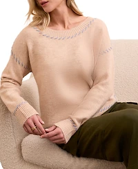 Tribal Women's Saddle Stitch Crew Neck Sweater