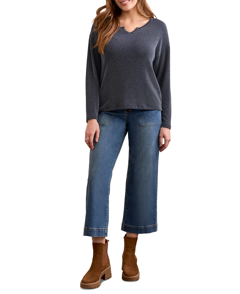 Tribal Women's Long Sleeve Notch Collar Top