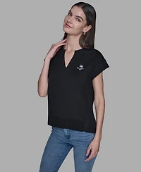 Karl Lagerfeld Paris Women's V-Neck Top
