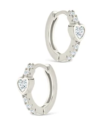 Sterling Forever Sterling Silver Heart Cut Bezel Set Huggie Hoop Earrings