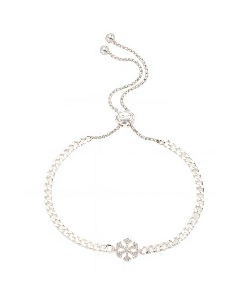 Unwritten Cubic Zirconia Snowflake Adjustable Bolo Bracelet