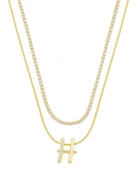 Unwritten Letter "H" Initial Snake Chain Cubic Zirconia Chain Necklace With Extender 2Pcs Set