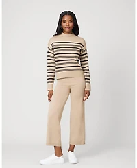 Cable & Gauge Women's Funnel Neck Stripe Sweater & Wide Leg Pant Set