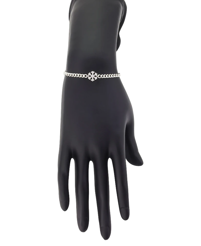 Unwritten Cubic Zirconia Snowflake Adjustable Bolo Bracelet
