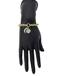 Unwritten Cubic Zirconia Moon Crystal Green Enamel Evil Eye Link Chain Bracelet With Extender