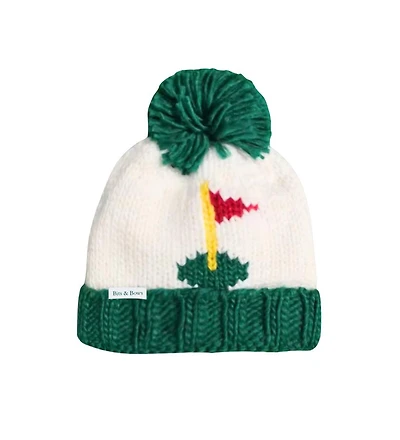 Bits & Bows Boys Green Golf Flag Bobble Hat