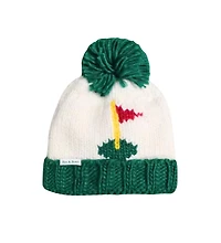 Bits & Bows Boys Green Golf Flag Bobble Hat