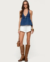 Edikted Women's Safia Denim Halter Top