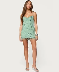 Edikted Women's Embellished Fringed Backless Mini Dress