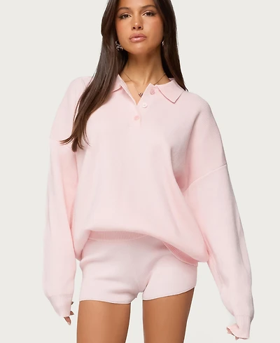 Edikted Women's Lorie Oversized Knit Polo Sweater