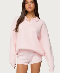 Edikted Women's Lorie Oversized Knit Polo Sweater