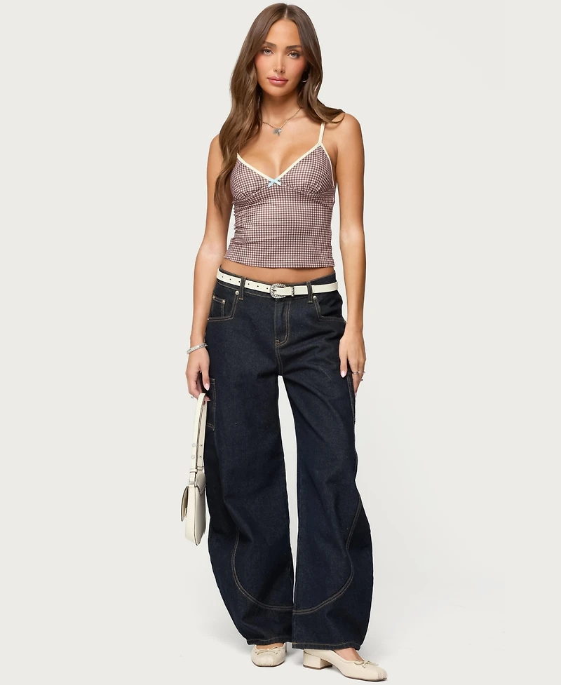 Edikted Women's Bettie Contrast Gingham Tank Top