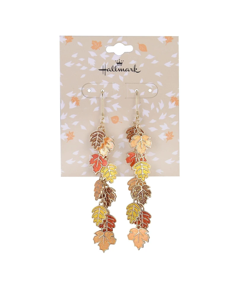 Hallmark Enamel Leaf Linear Earrings