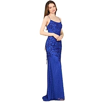 Lara Women's Lace Up Open Back Beaded Dress