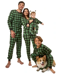 Leveret Dog Cotton Pajamas, Plaid Black and White, Matching Family Christmas Pajamas
