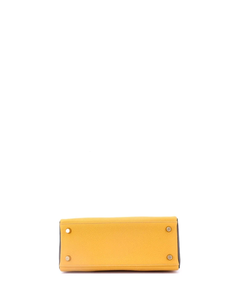 Pre-Owned Hermes Kelly 25 Handbag Bicolor Togo with Brushed Gold Hardware