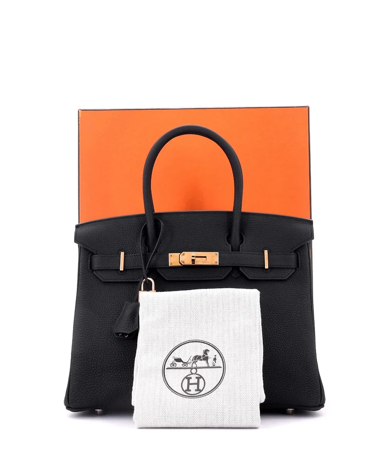 Pre-Owned Hermes Birkin 30 Handbag Black Togo with Rose Gold Hardware