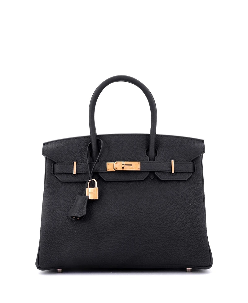 Pre-Owned Hermes Birkin 30 Handbag Black Togo with Rose Gold Hardware